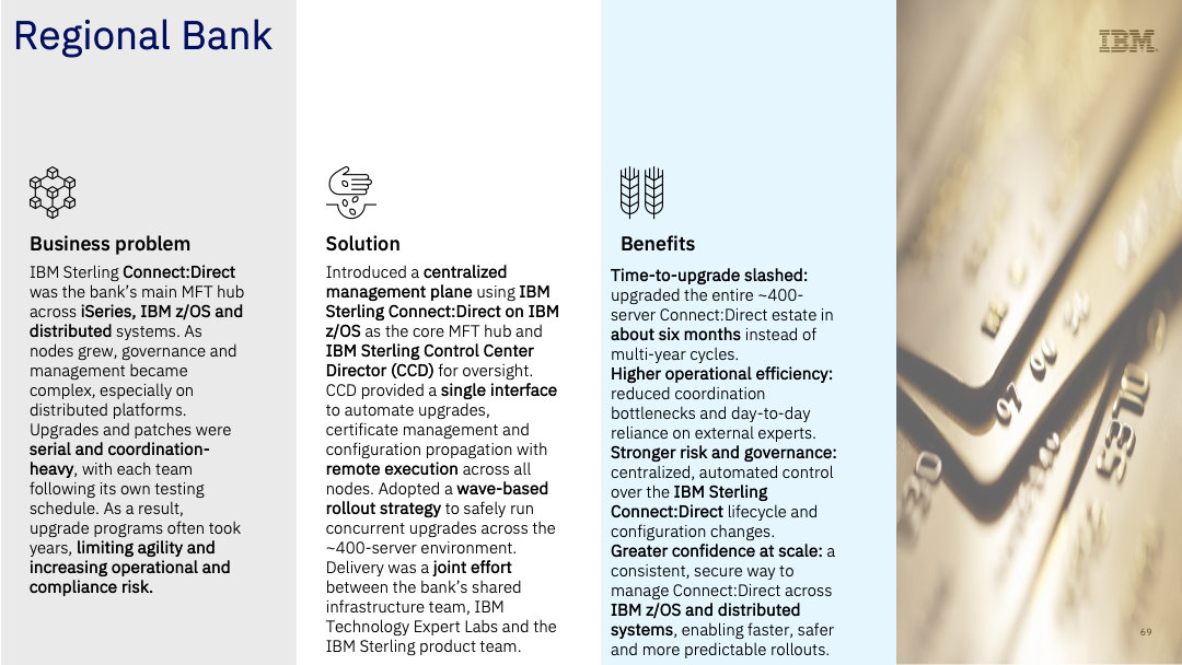 Regional Bank on Sterling Connect Direct z/OS and Sterling Control Center Director